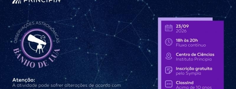 Evento: BANHO DE LUA | Observação do céu com telescópios - EVENTO CANCELADO