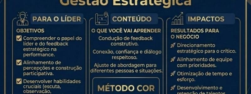 Evento: Formação - Feedback como Ferramenta de Gestão Estratégica - 09/09 - 13h15 às 18h15
