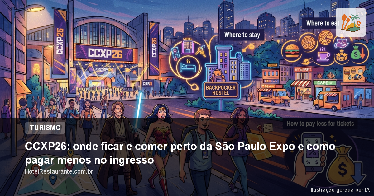 CCXP26: onde ficar e comer perto da São Paulo Expo e como pagar menos no ingresso CCXP26: onde ficar e comer perto da São Paulo Expo e como pagar menos no ingresso